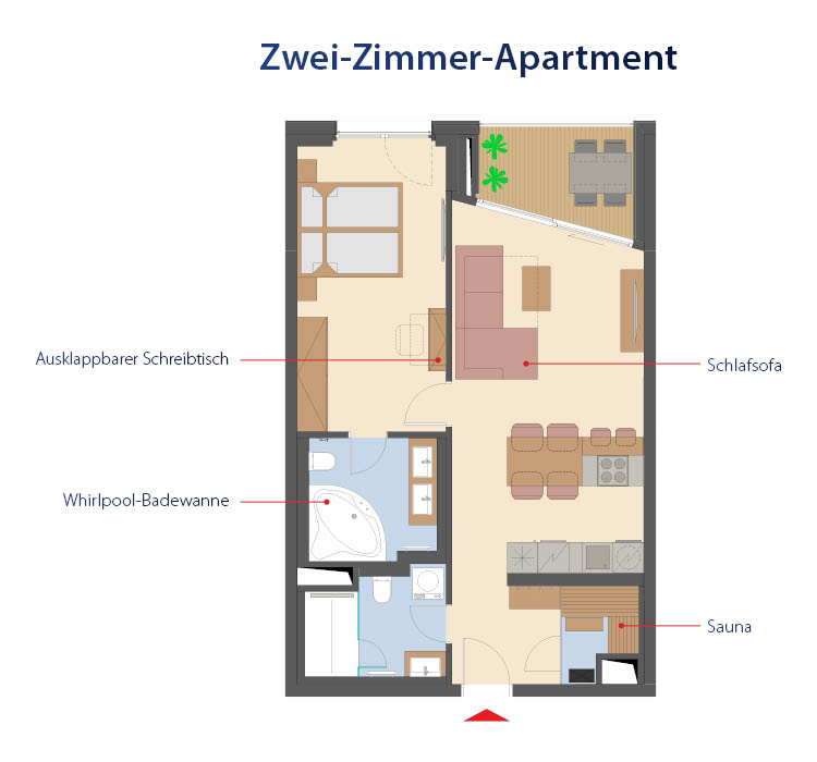 Grundriss 2-Zimmer Apartment