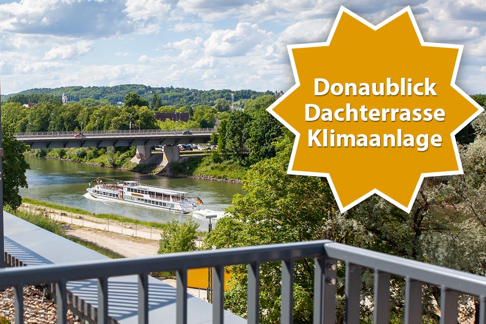 2 Zimmer mit Dachterrasse, Donaublick & Klimaanlage